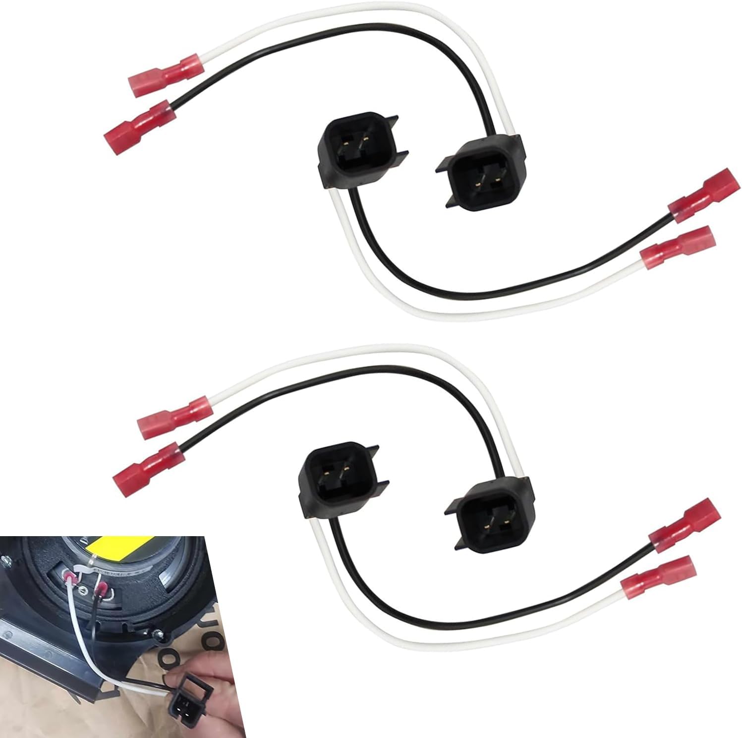 4 PCS Car 72-5600 Speaker Wiring Harness Plug Connector, Heat-Resistant Copper Core Waterproof Shell Plug Play Audio Cable Adapter, Compatible with Ford Focus Chevrolet Mazda (Black)