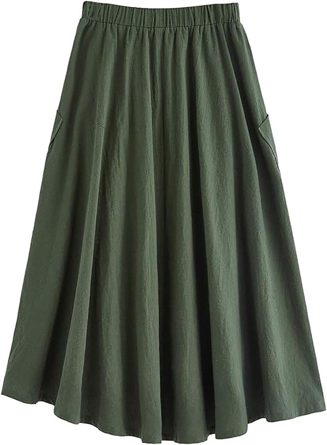 Lyking Women's Casual High Waist Pleated A-Line Midi Skirt with Pocket - Image 2