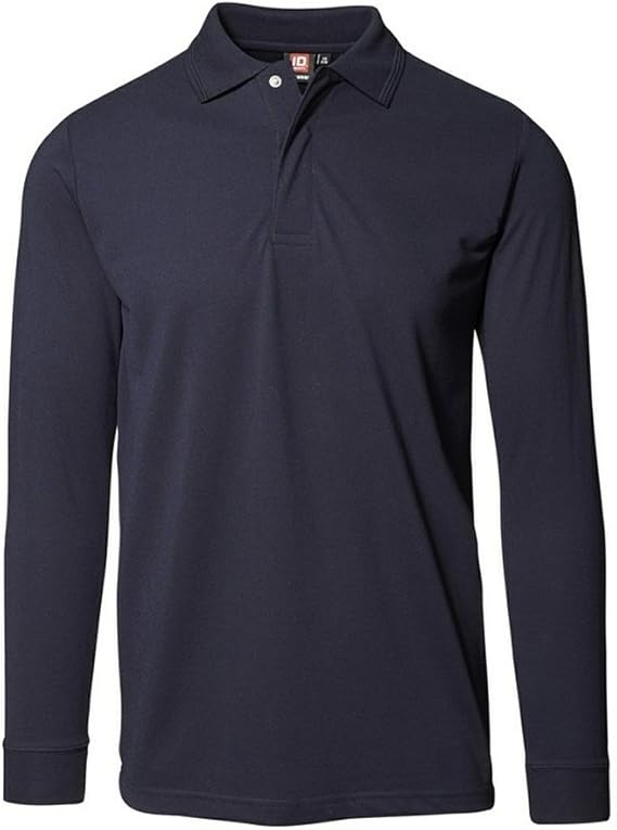 ID Mens Pro Wear Press Stud Long Sleeve Regular Fitting Polo Shirt (S