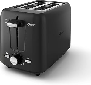 Oster 2-Slice Toaster with Custom Bagel Setting and Extra-Wide Slots, Black