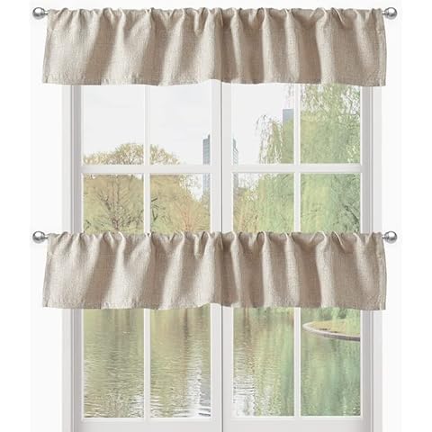 DecoHongDi 2 PC Linen Textured Window Valances Cover