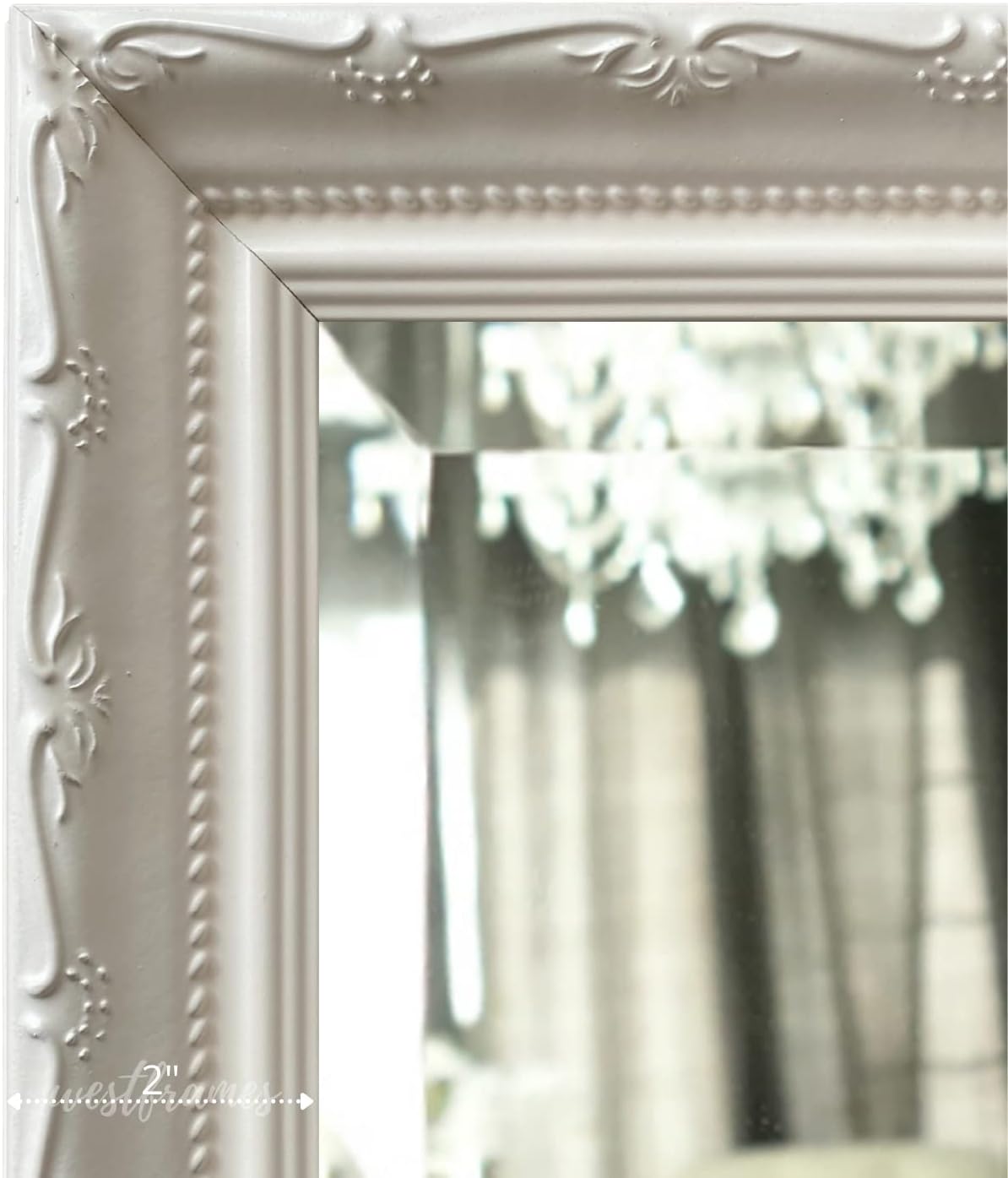 West Frames Camilla French Ornate Vintage Farmhouse Wood Framed Wall Mirror (23.5" x 33.5", White)