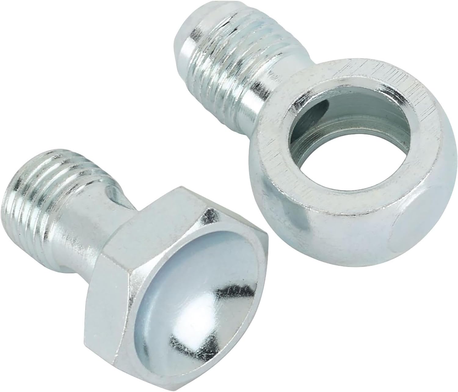 Speedway Motors 14mm to Male AN6 Banjo Bolt Fitting for Power Steering Pump 90 Degree Steel Zinc Coated Includes Washers Universal Fit for Tight Spaces
