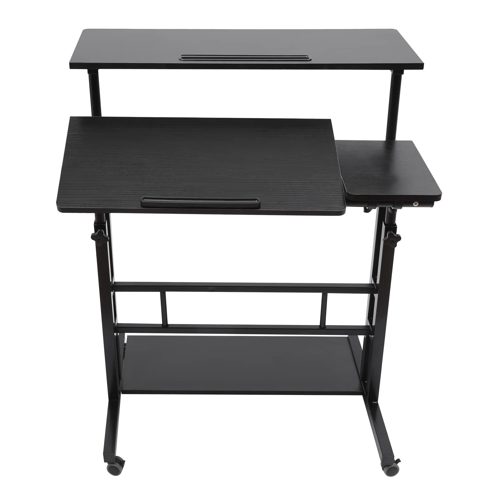4 in 1 Mobile Stand Up Desk Height Adjustable Laptop Desk with 4 Wheels Tilting Tabletop Rolling Table — view 6
