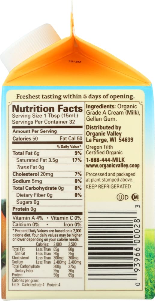 Organic Valley Ultra Pasteurized Heavy Whipping Cream 16 Ounce - 12 per case — view 4