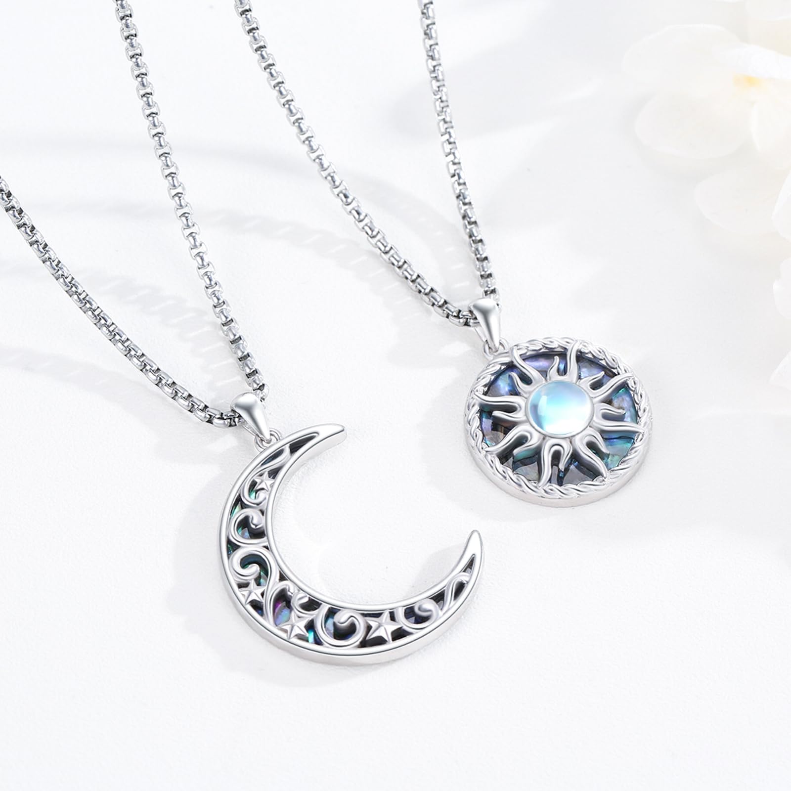 REDSUN Yin Yang - Collar de plata de ley con colgante de elefante para parejas, cadena BFF (2 unidades)