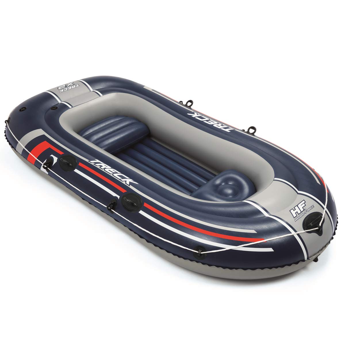 Bestway 61068 Bateau Pneumatique Hydro Force™ Treck X2 255 X 127 X 36 cm avec 2 Rames et Un Gonfleur à Pied