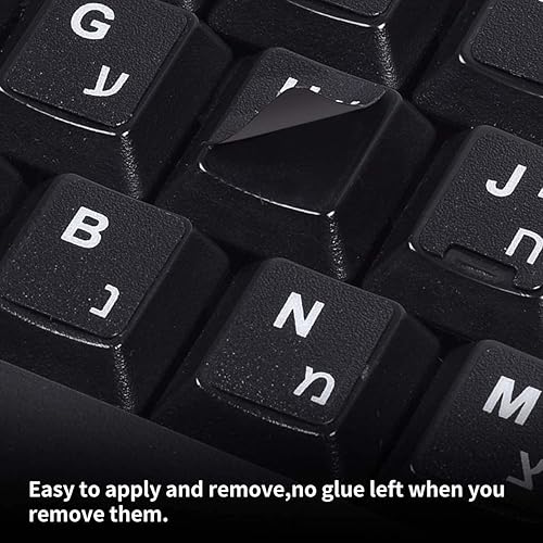 Vista 92 de Calcomanías de teclado inglés, paquete de 2 calcomanías de repuesto para teclado con fuente blanca sobre fondo negro, universales para computadora