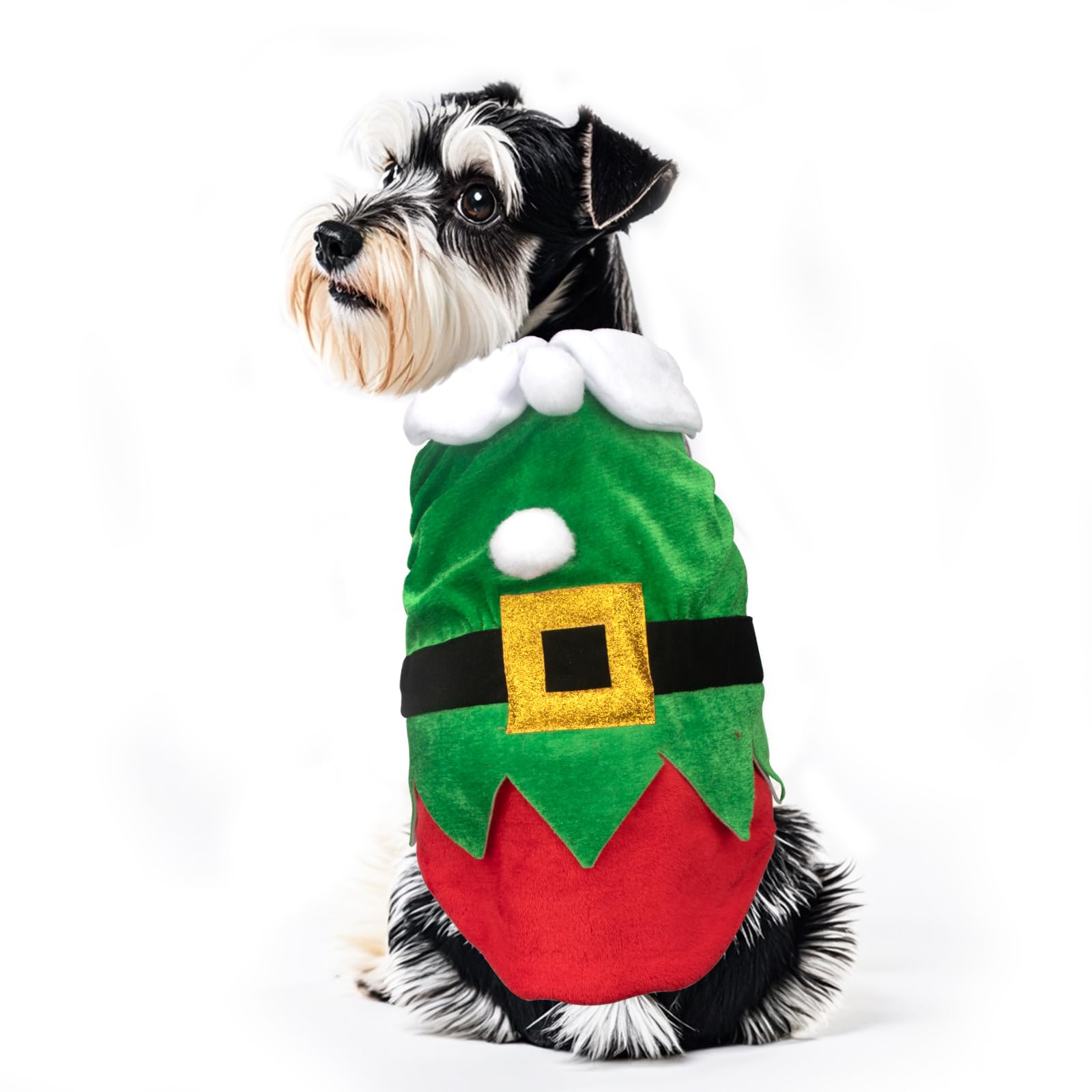 Christmas Pet Costume Christmas Elf Dog Costume Clothes Funny Cosplay Puppy Cat Xmas Costume Outfit Winter Hoodie Coat Clothes Apparel for Dogs Pet Christmas Party Supplies (M)