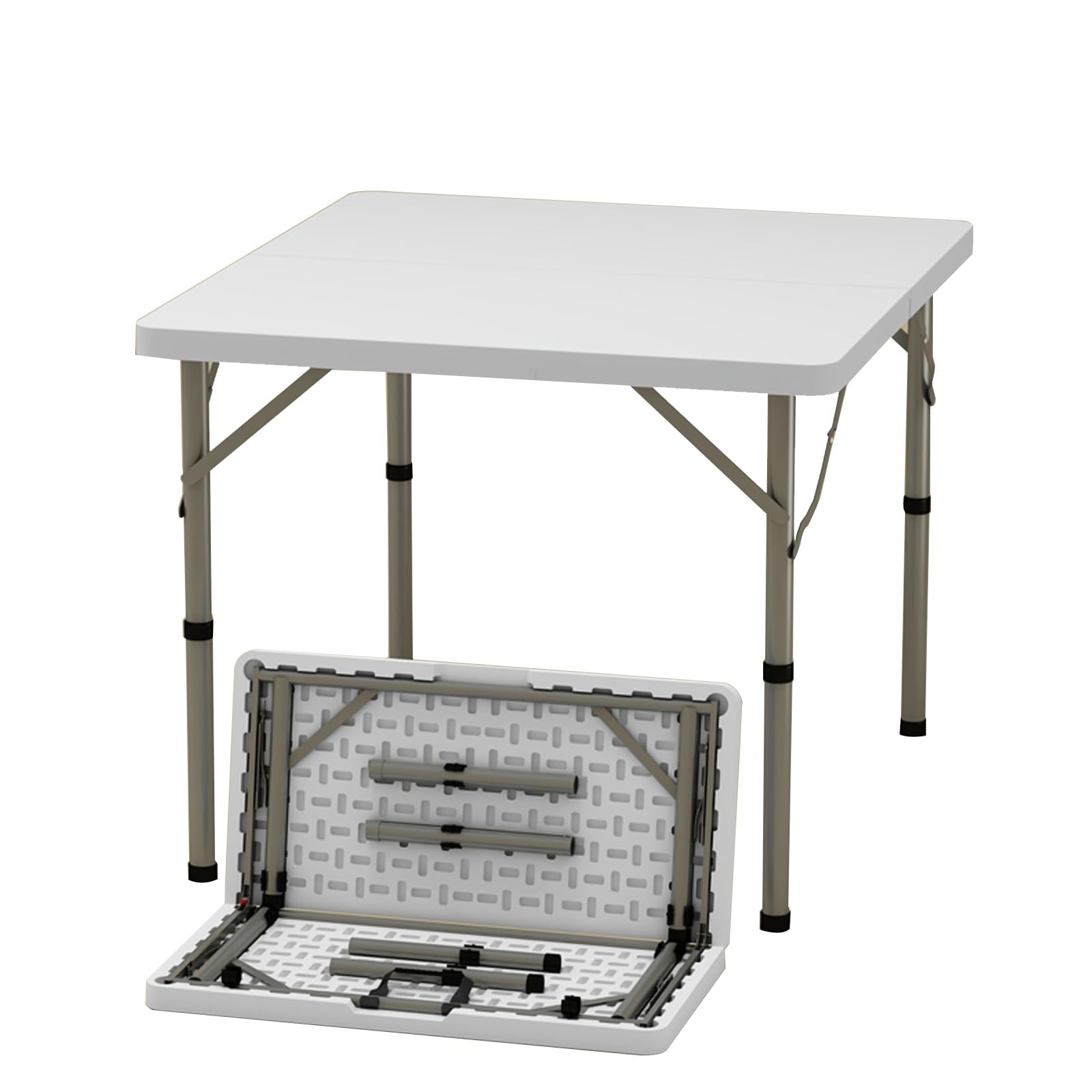 Table de camping réglable en hauteur et demi-pliable pour l'extérieur