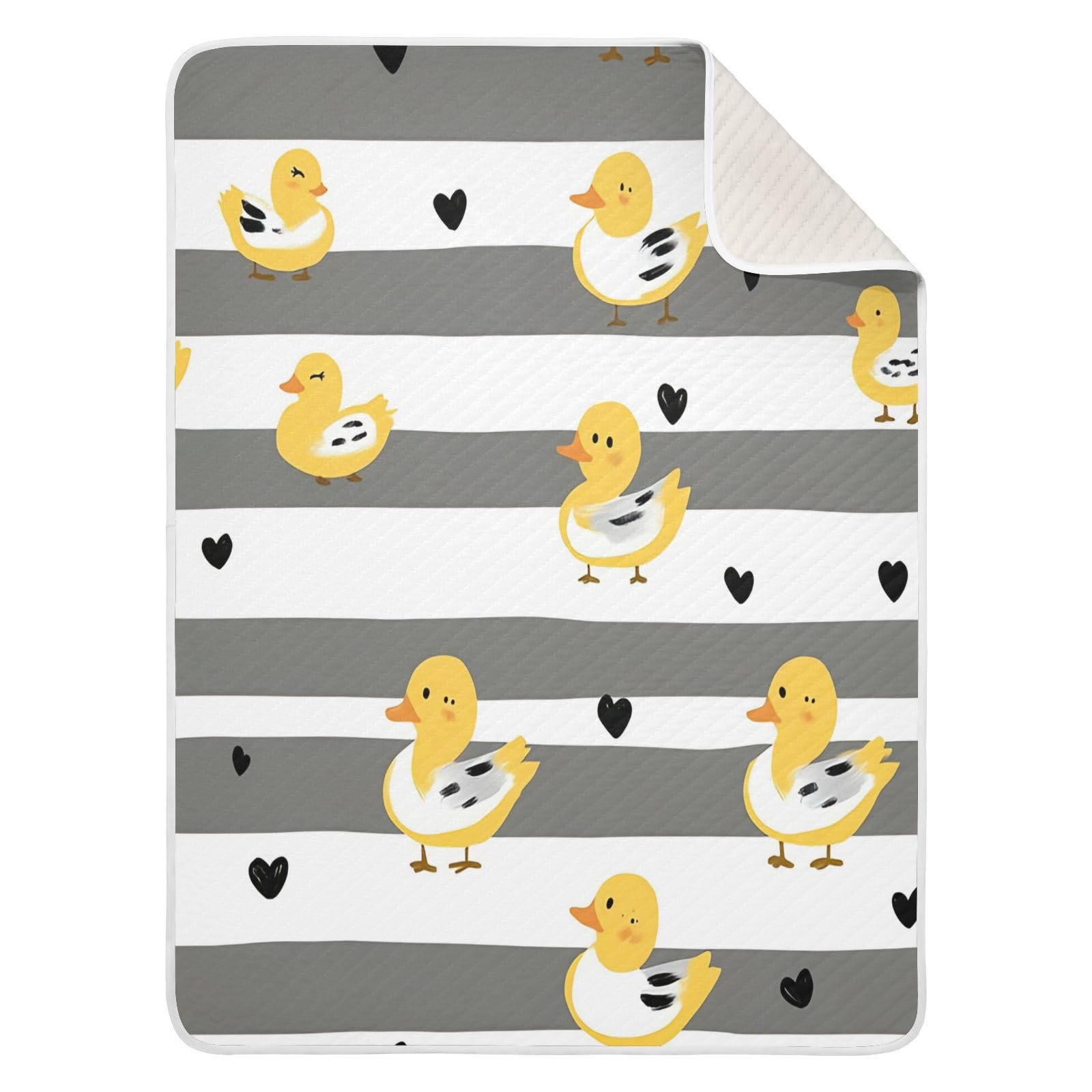 GUIJI Duck Stripe Baby Blanket Cotton Quilt for Boys Girls, Soft and Breathable for Crib Stroller Blanket Infant Toddler-30 x 40
