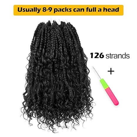 Goddess Box Braids Crochet Hair: 9 Packs of 10-Inch Natural Black Boho Braids