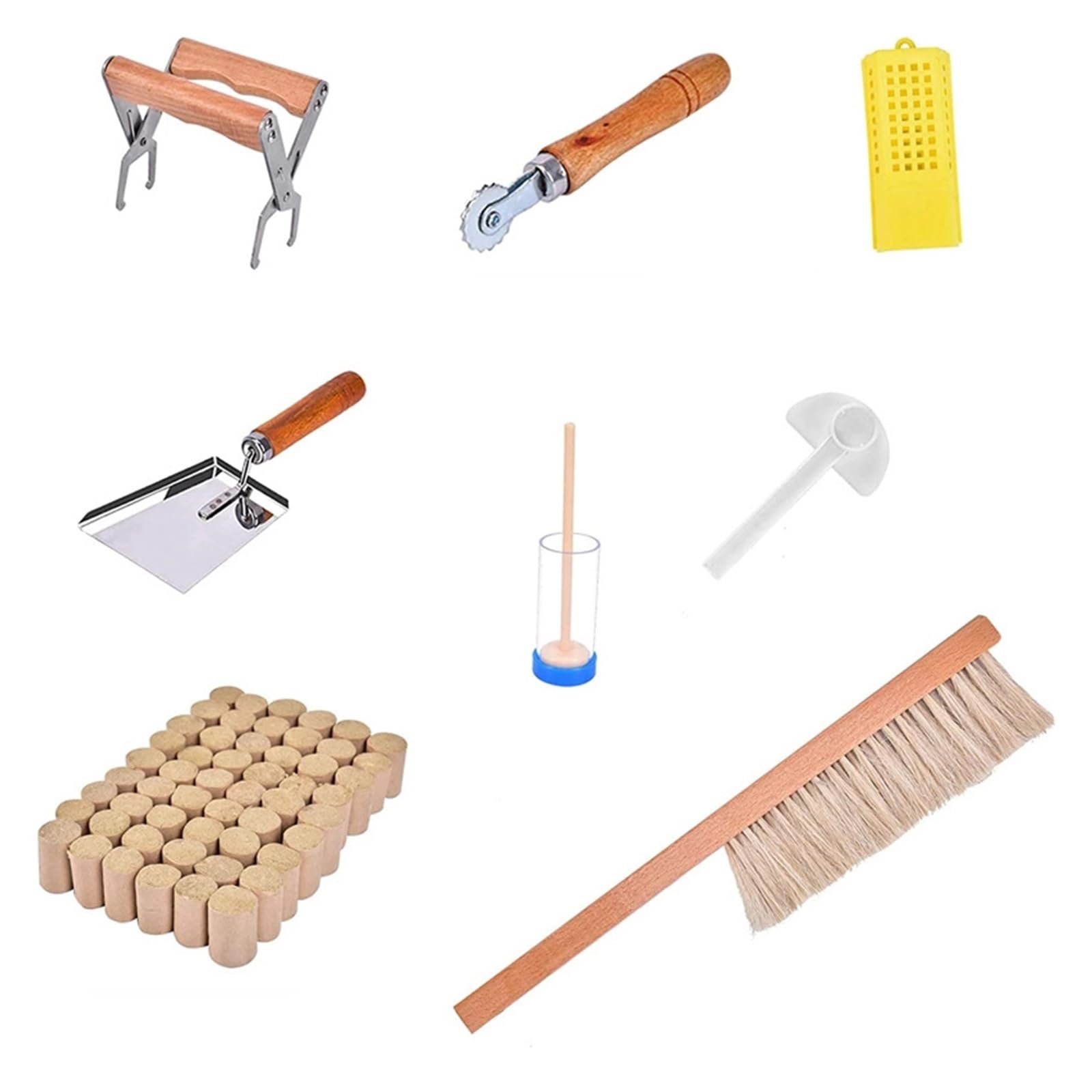 Kit di attrezzi per apicoltura da 8 pezzi, supporto per telaio, inclusione cavi, marcatura della gabbia regina per principianti e professionisti
