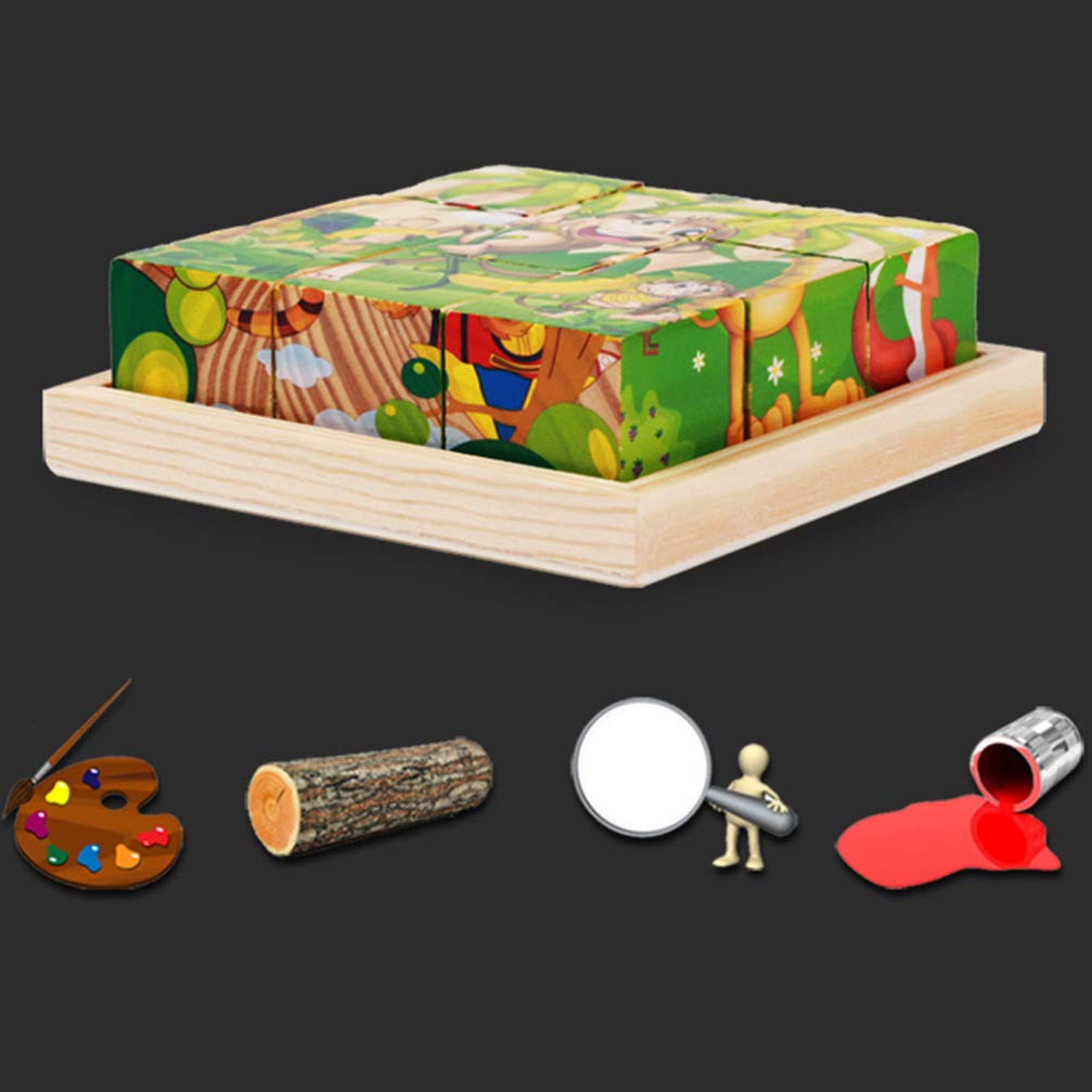 BESPORTBLE Bandeja de Bloques de Madera Hexaédrica para Almacenamiento de Juguetes, Diseño Simple y Elegante, Conveniente para Niños Mayores de 3 Años