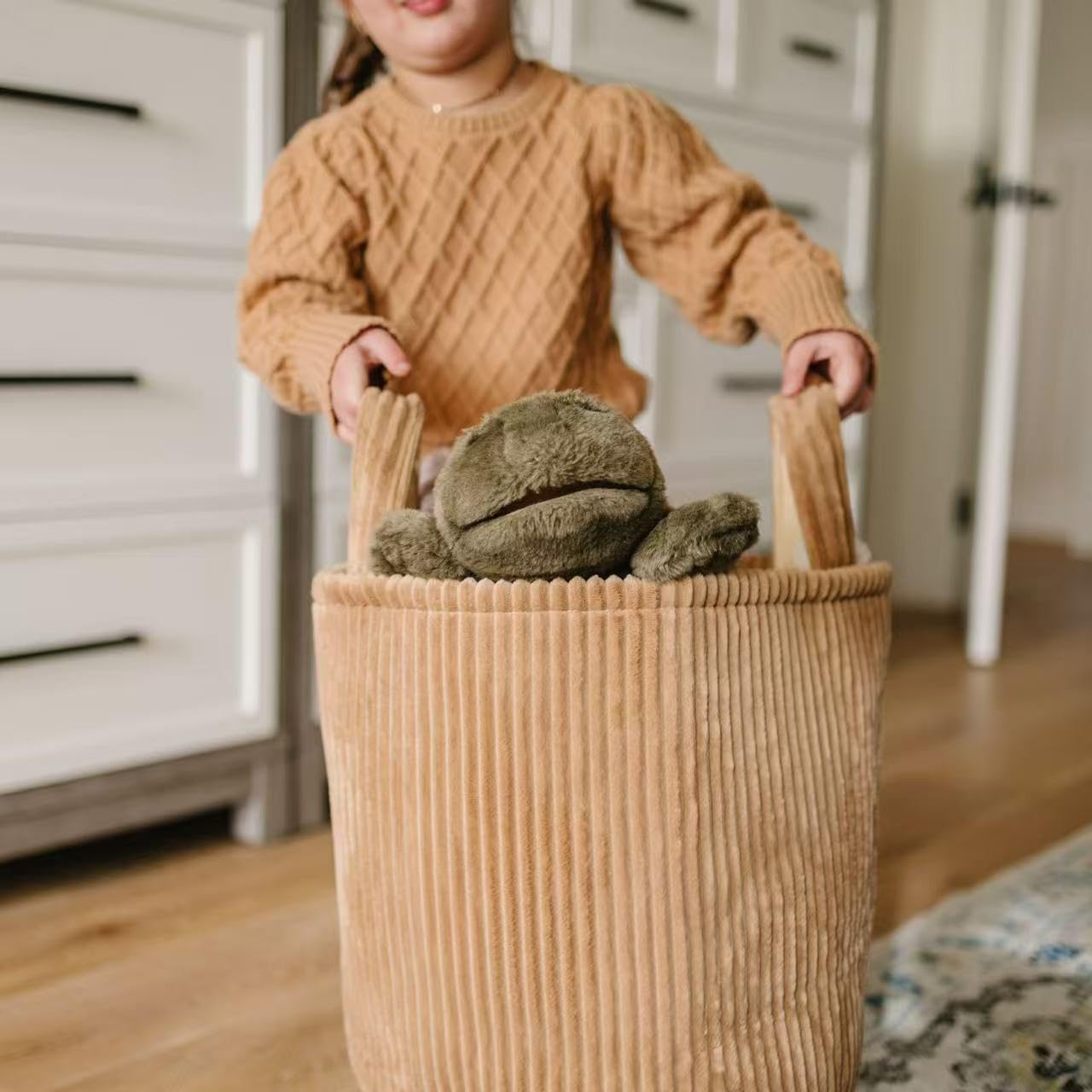 PUTSKA Laundry Basket, Blanket Basket for organising Décor and Toys, Clothes Hamper, Perfect for Baby and Kids Room Nursery - Image 4