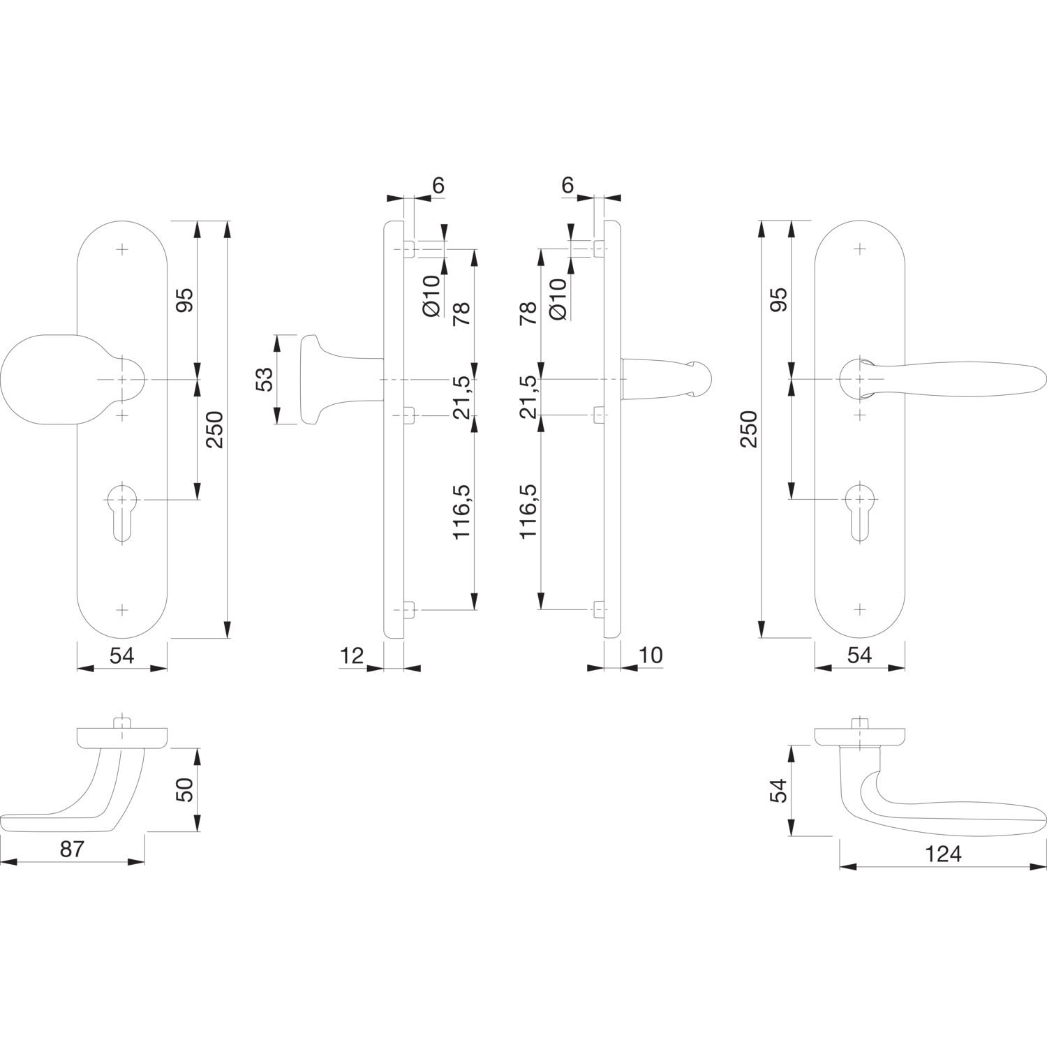 HOPPE Haustür Eingangstür Wechselgarnitur VERONA - Ö-Norm Entfernung 88mm, Aluminium Edelstahl-Effekt, Langschild Profilzylinder für Türstärke 42-47mm, ohne Kernziehschutz, Prüfung: RC2 nach EN 1906, 1 Stück Sicherheitsbeschlag
