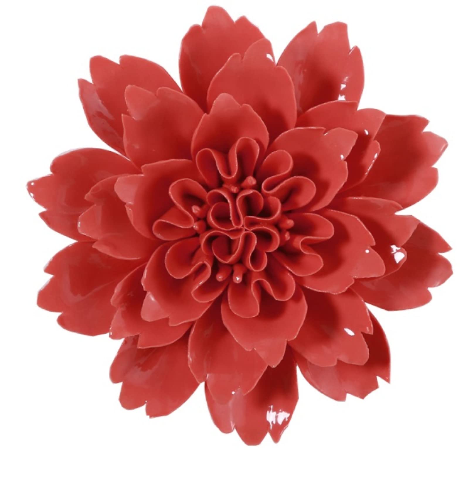 KJOLWHCQ Elegant Ceramic Flower Wall Decor Artificial Sculpture Red Peony Rose Hibiscus Flower 3D Wall Hanging Arts Home Living Dining Room Decor(2.7 inch(7cm))