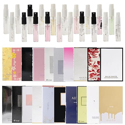 20 muestras de fragancias de diseñador, colección de muestras de fragancias de diseñador para mujer, viales de perfume de lujo de gama alta para