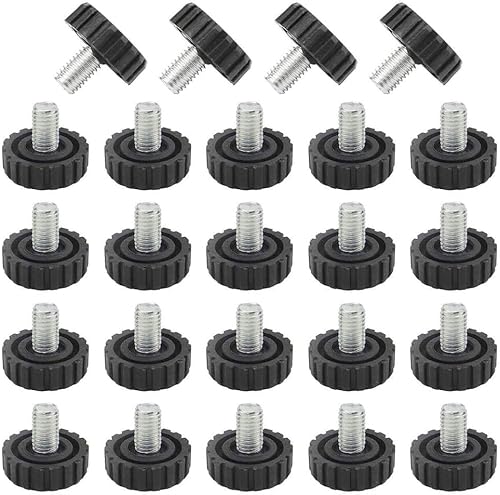 24 piezas M8 atornillables para muebles, pie nivelador de deslizamiento ajustable de 1 pulgada 0.984 in de diámetro para patas de muebles