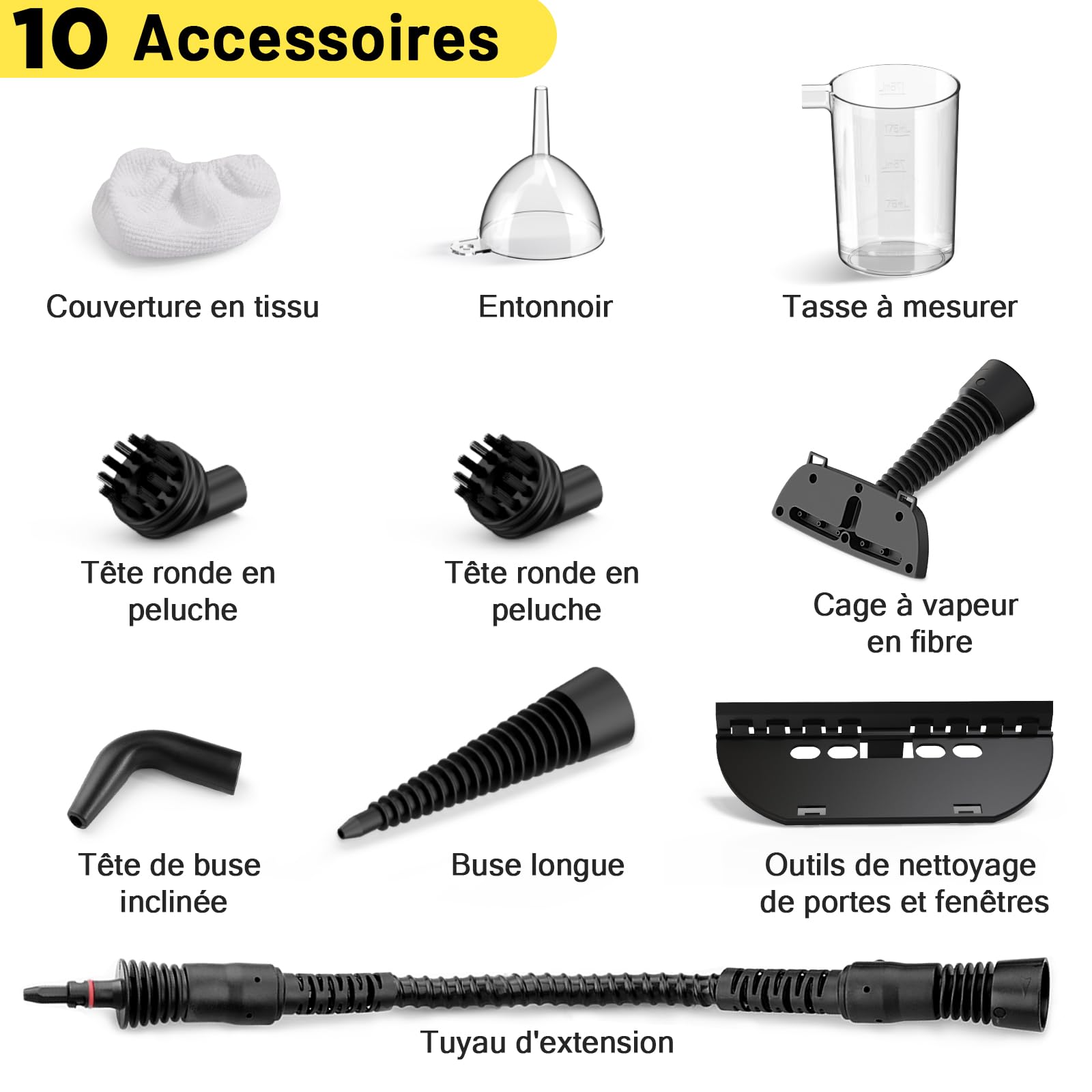 Nettoyeur vapeur à main AKPIAN, nettoyeur vapeur, nettoyeur vapeur portable multifonction avec verrouillage de sécurité et kit d'accessoires 10 pièces pour éliminer la saleté et la graisse
