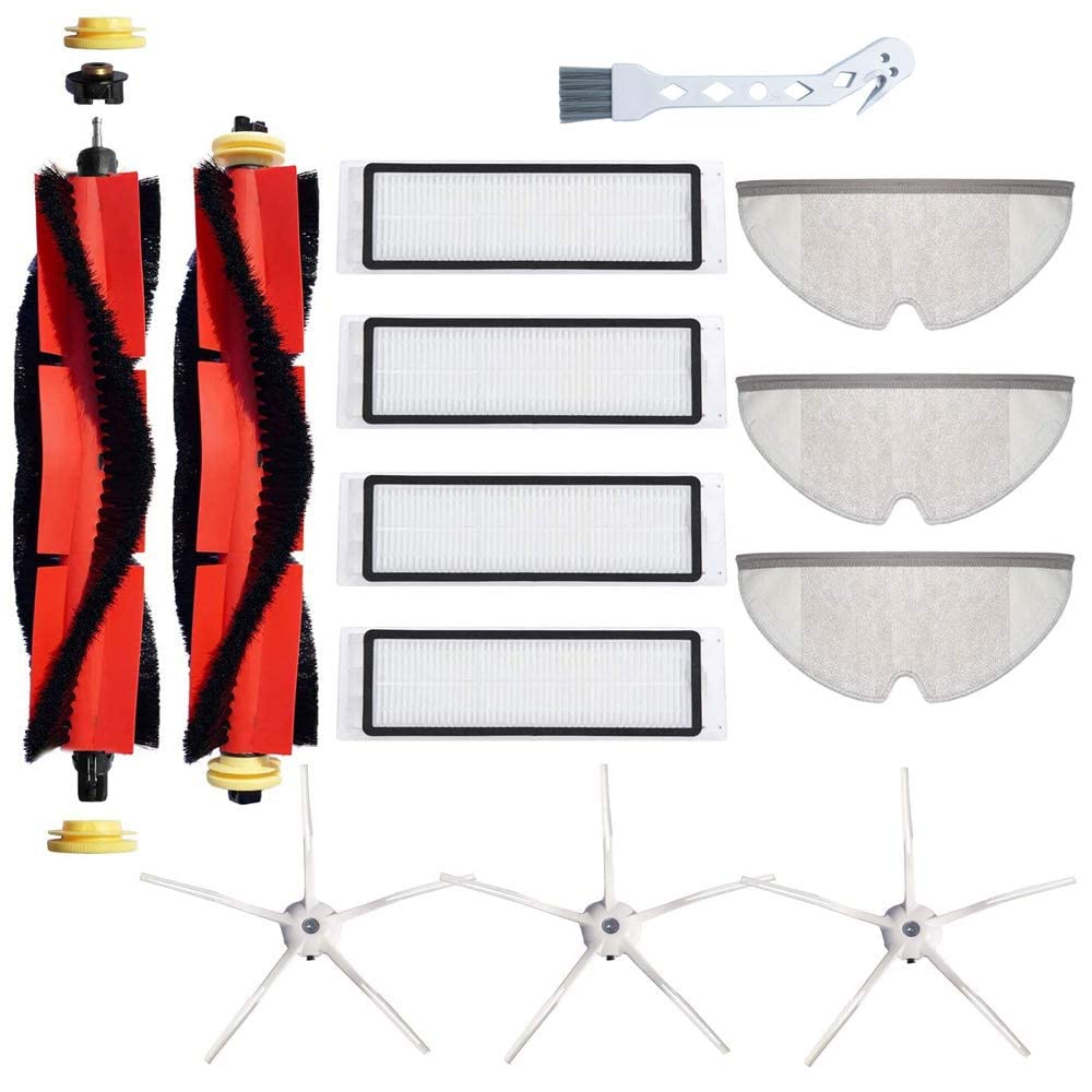 Replacement Parts for Xiaomi Roborock Mijia Xiaowa S5 S5 MAX S6 Pure S6 MAXV S60 S65 S50 E20 E25 Updated Mop Cloth Black Silicon Sweep/Roller Brush HEPA Filter