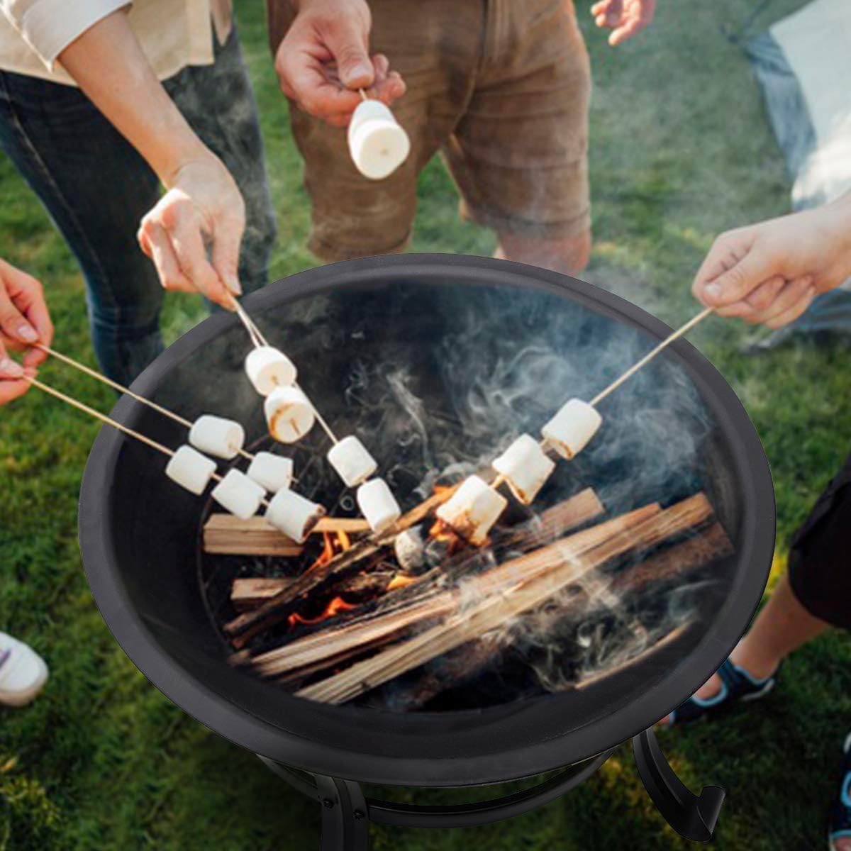Garpans Feuerschale mit Funkenschutz Ø 55 cm Outdoor Feuerstelle Feuerkorb für Heizung Fire Pit Garten Camping Terrasse Schwarz