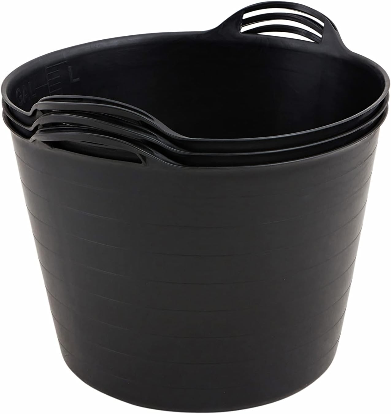 BiGDUG Plastic Flexi Tubs (42 Litre) Pack of 3 Black Heavy Duty