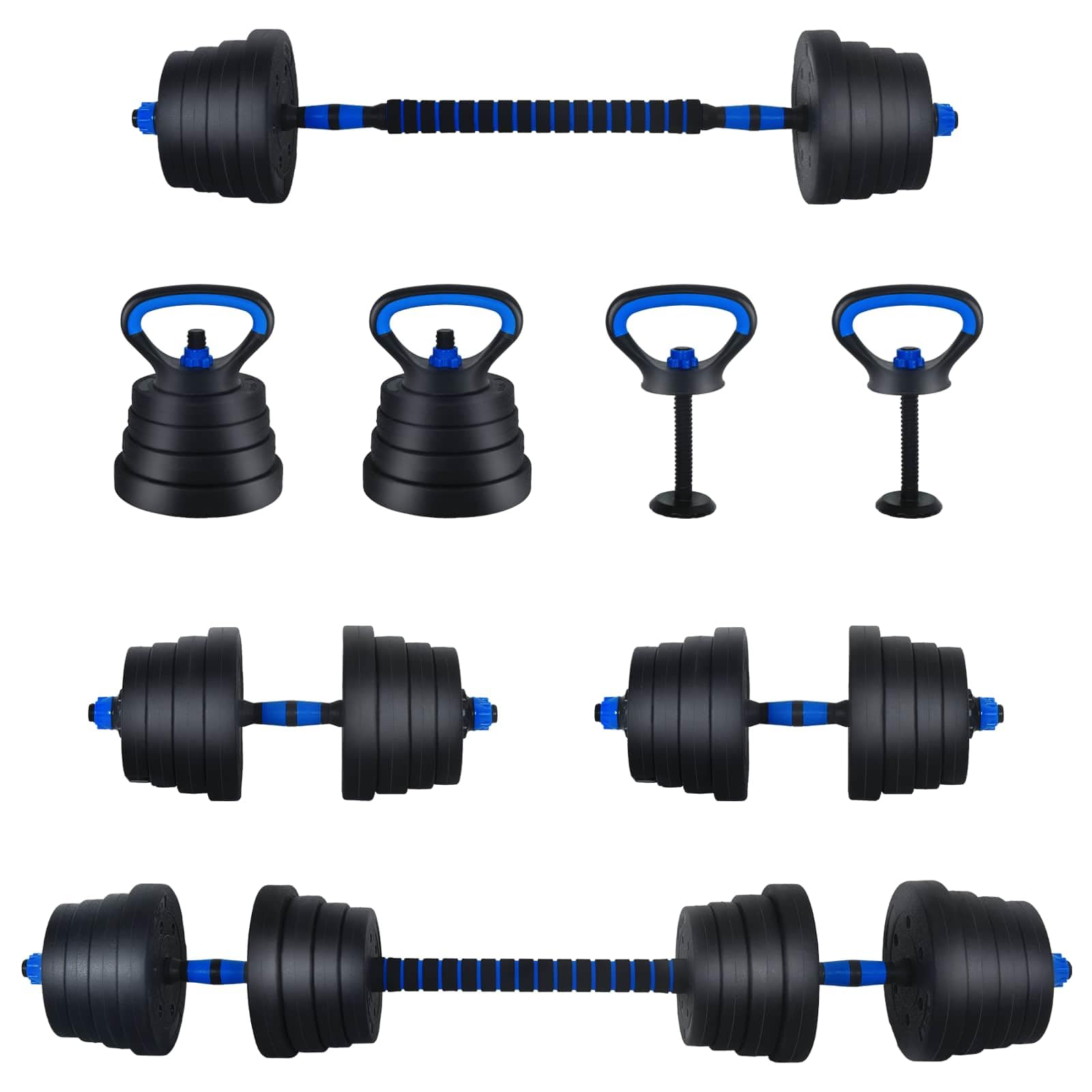 Kurzhantelset 40kg 2-in-1 verstellbar mit Verbindungsstange, Hantelset für Home Gym Training, Krafttraining Gewichte Set Schwarz Rot