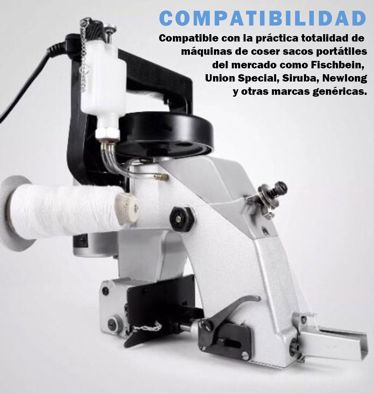Hilo de Poliéster de Alta Resistencia Para Coser Sacos y Costales (Pack 5 bobinas, Blanco)