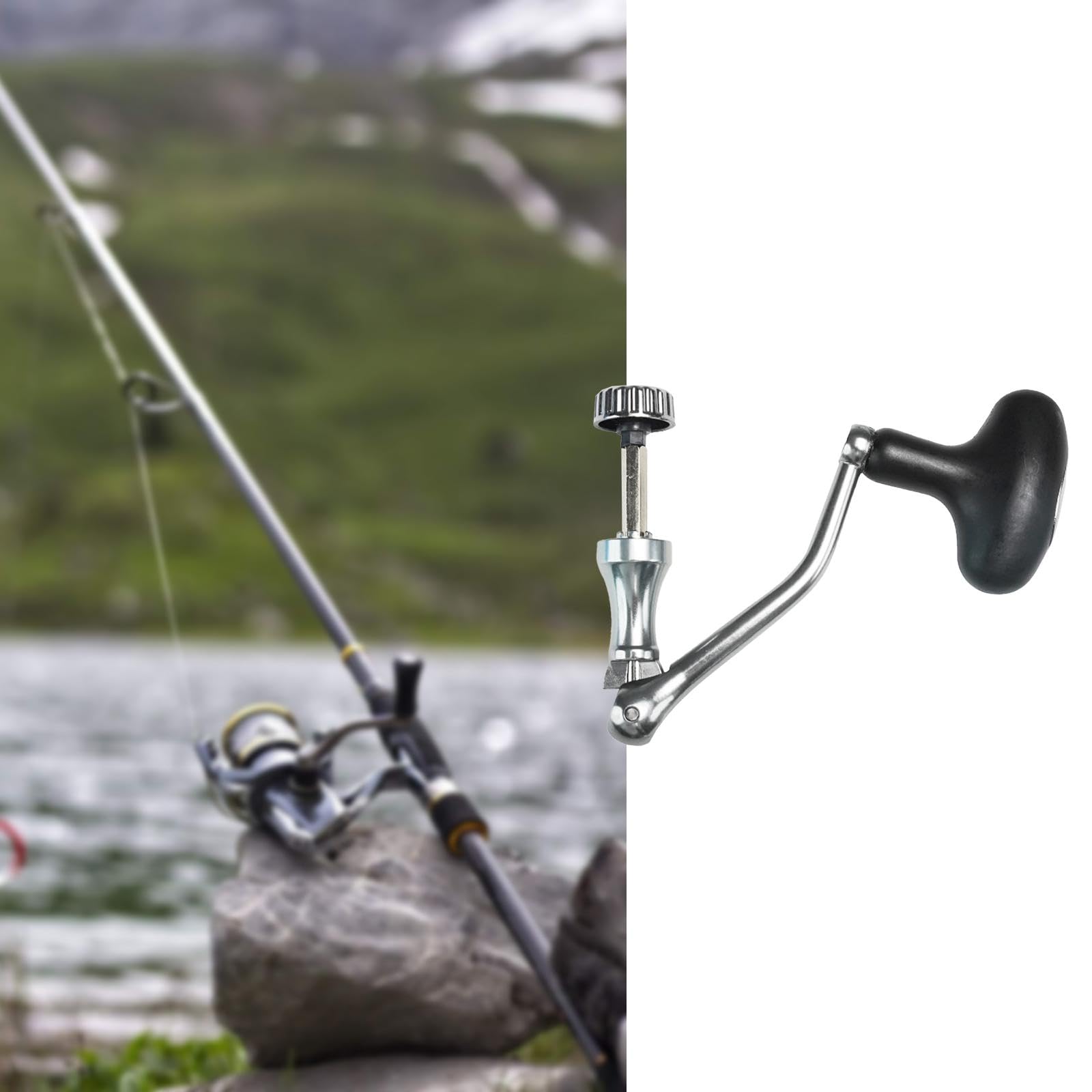 kowaku Rotatable Fishing Reel Handle with Grip for Spinning Reels, Black