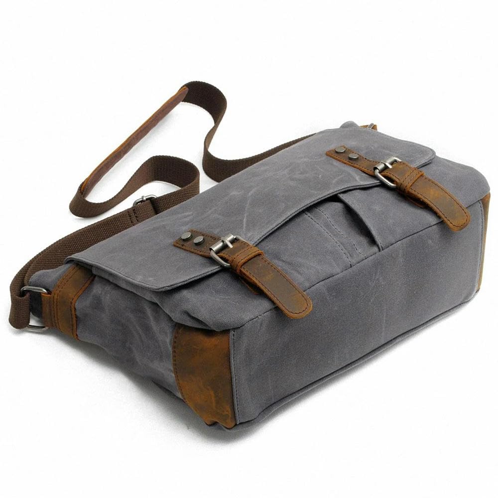 NYSDM Bolso de Hombro de Lona Encerada Gruesa para Hombre, Bandolera de Mensajero, Bandolera Vintage para Hombre, Bandolera Informal para niño