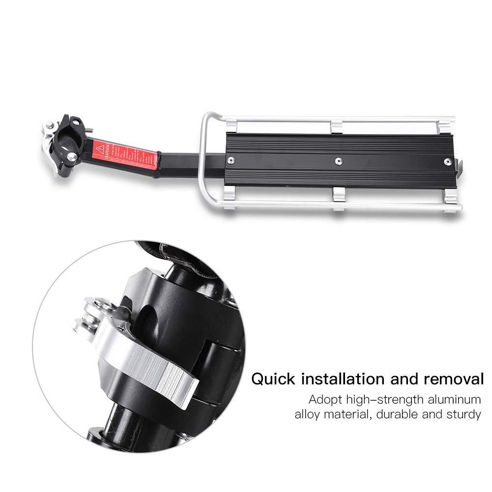 Mountain Bike Rear Carrier Rack with Quick Release - Aluminum Alloy Bicycle Seat Post Shelf for Road and - Black, Fits Seat Posts <33mm, Includes Elastic Rope