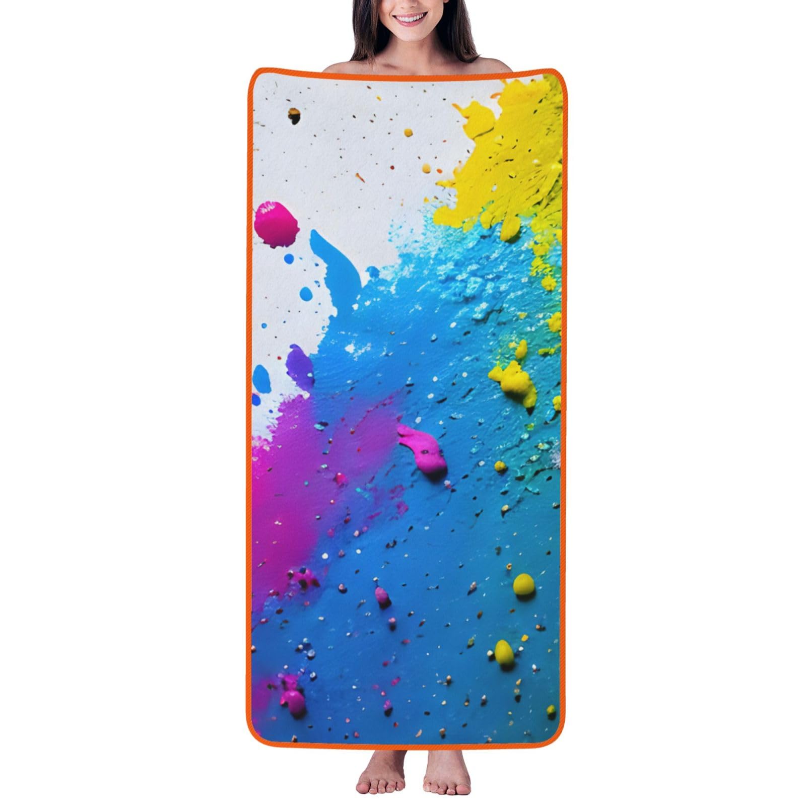 JBJGKHLP Paint Splatter Backdrop Print Women Men Couples Coral Velvet Bath Towel Ultra-Soft For Home Bathroom Travel