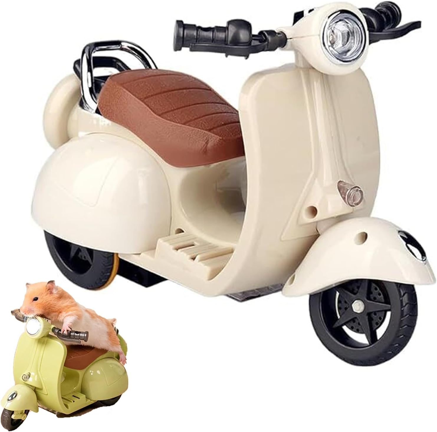 Scooter Toy with Light and Music,Mini Electric Doll Scooter Vehicles Toy Available Funny Doll Accessory,Rotate 360° Cute Plastic Scooter Toy Ornaments,Interactive Decor Desktop Ornaments(White)