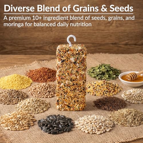 2 PCS Natural Bird Grain Treat Sticks, Blend Foraging Toys for Stress Relief, Metal Hook, for Budgies, Cockatiels, Lovebirds, Conures, Parakeets, Small to Medium Birds - Image 3