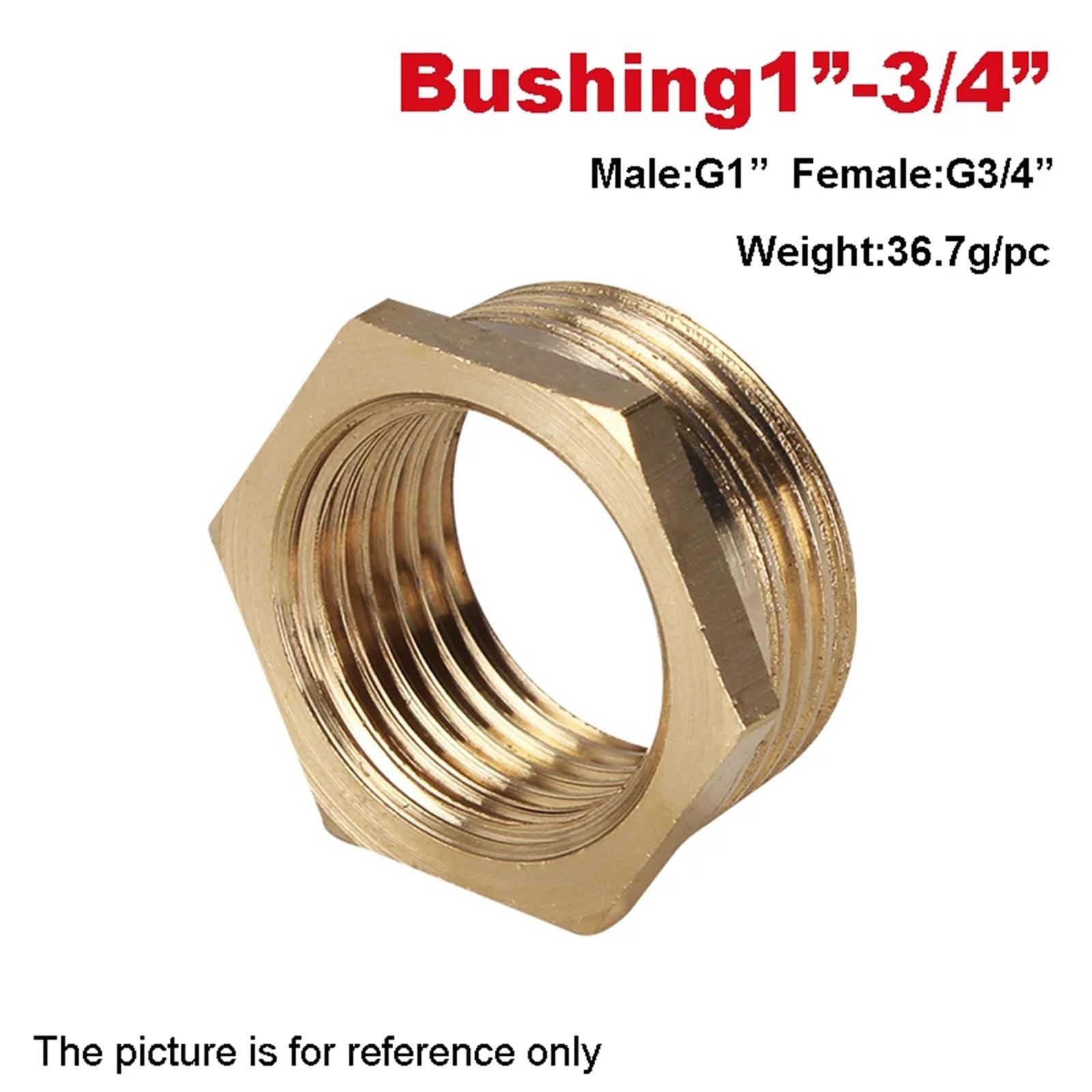 Messing Fitting Reducing Hex Bush Bushing Male to Female Connector Fuel Water Gas Oil 1/8" 1/4" 3/8" 1/2" 3/4" 1" (1-3I4, 1PC)