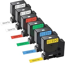 Gigmeta Lot de 6 Compatible avec Dymo D1 Ruban 12mm x 7m Compatible avec Dymo Labelmanager PNP/160/210D/280/350/420P/450D/500TS