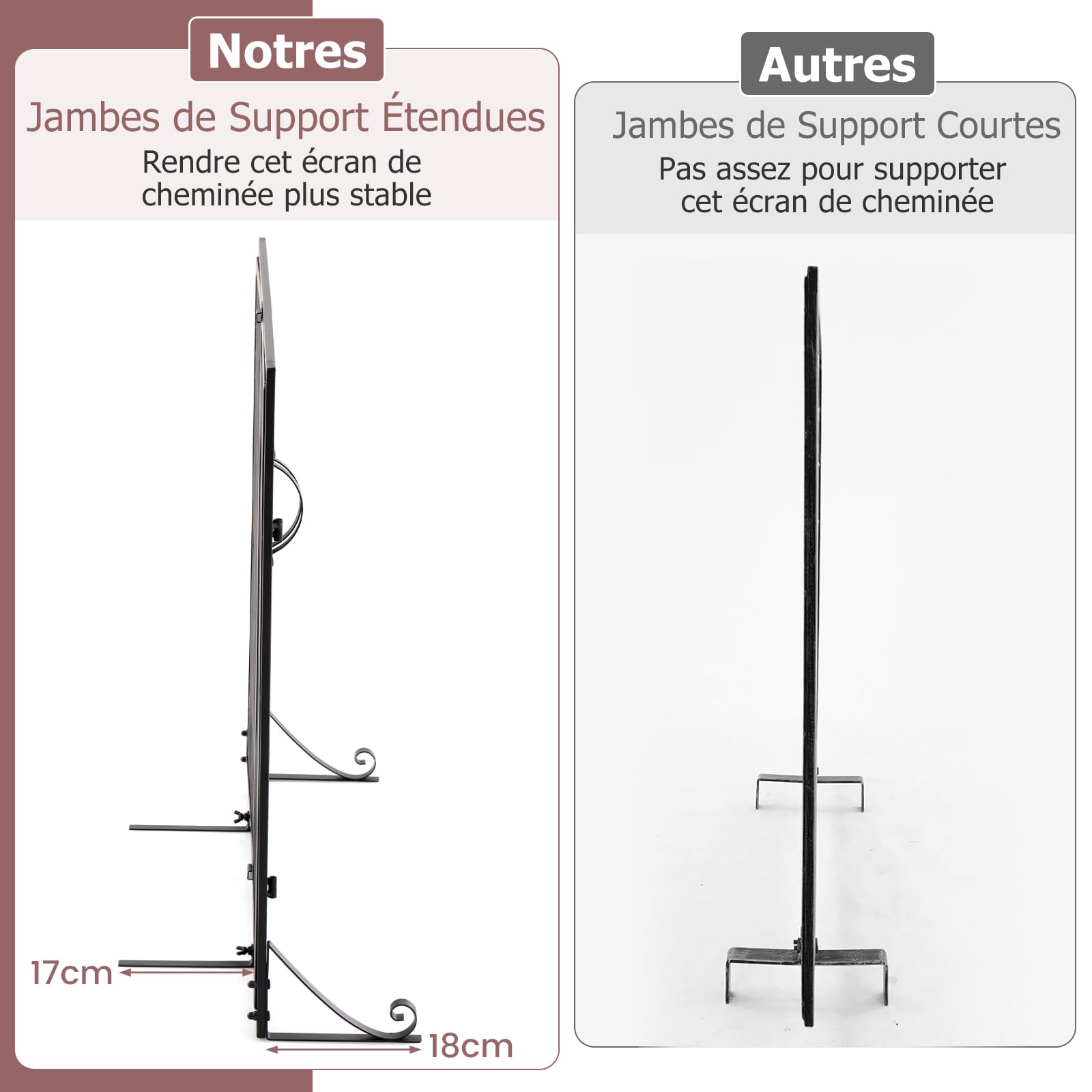 GIANTEX Écran de Cheminée à 2 Portes, Pare-étincelles Pare-feu Cheminée Décoratif en Métal & Maille & Panneaux Magnétiques, Clôture de Cheminée Grille de Protection pour Foyer, Poêle à Bois, Noir