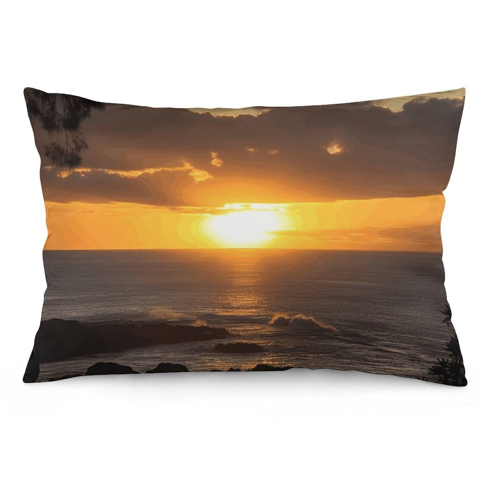 2 Pack Pillow Cases for Hair and Skin, Soft Breathable Pillow Case Covers with Hidden Zipper, Sunset Hawaii Beach Pillowcase 16 "x24 Pillow Covers for Sleeping Gift