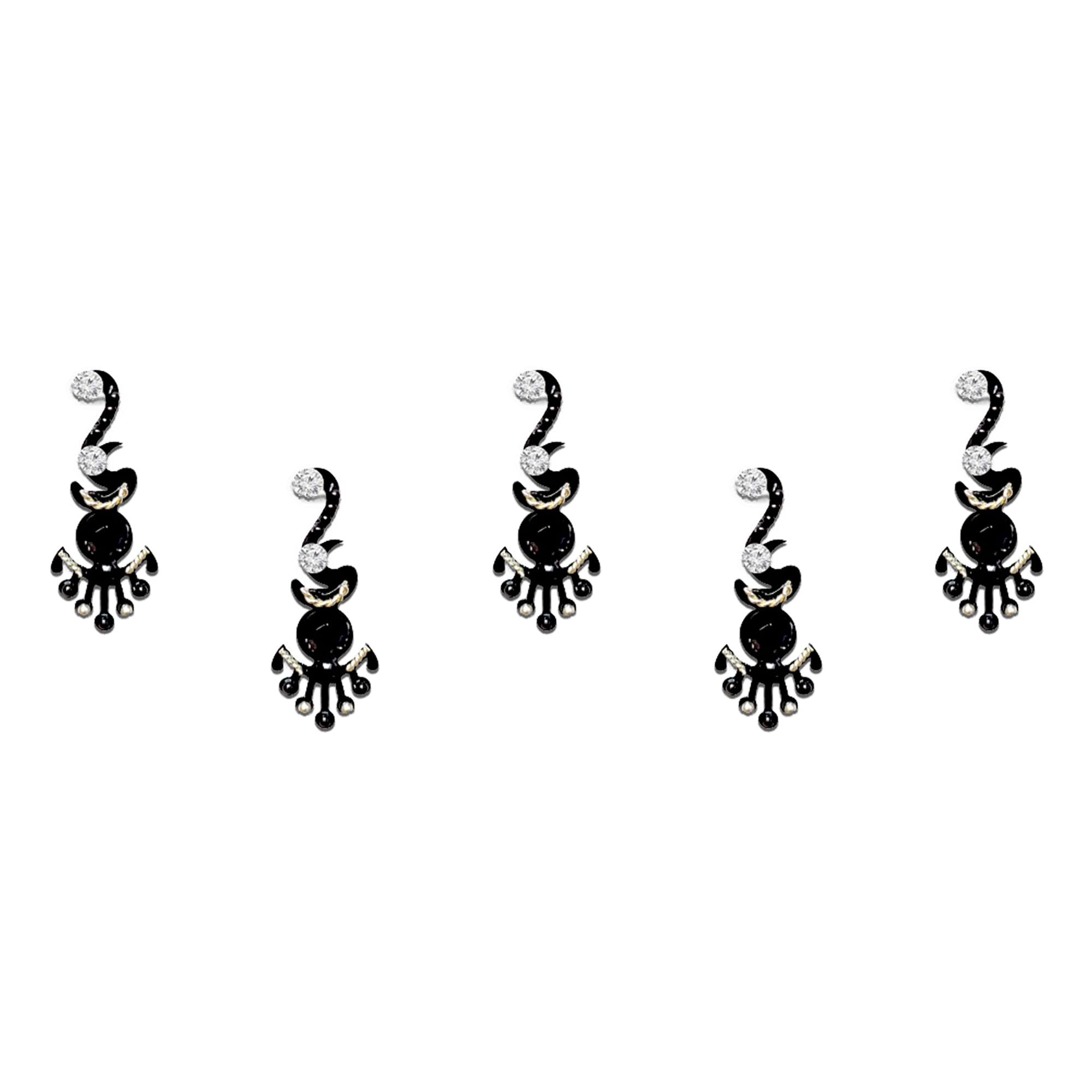 Comet Busters Long Black Bindis With Silver Stone (BIN1169)(20mm)-image-26