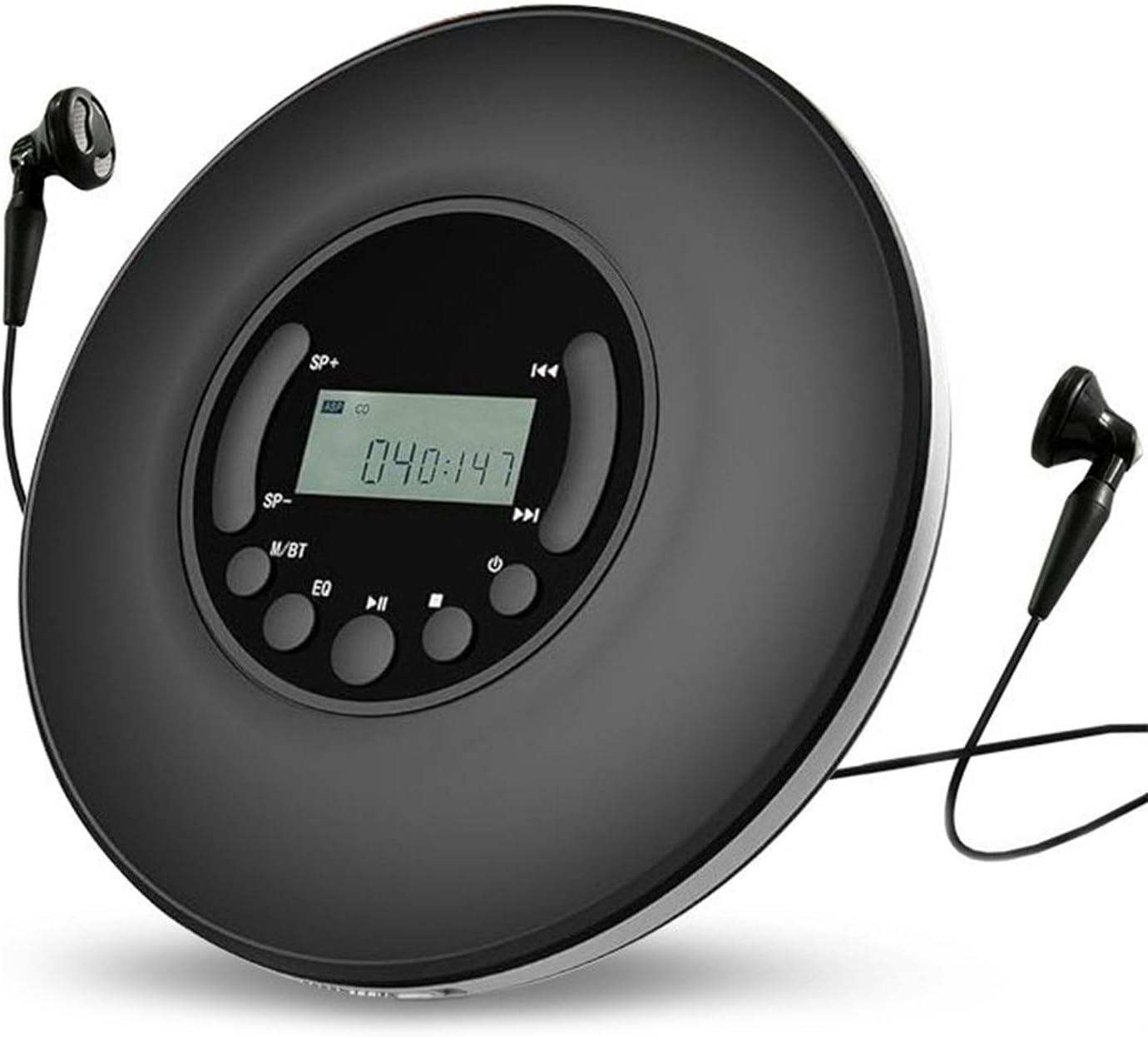 Dioche Portable CD Player Portable CD Player with LCD Display - MP3 Music with AB Repeat Function, EQ Sound Effects & External Speakers Compatible, Compact Black/White Design (black)