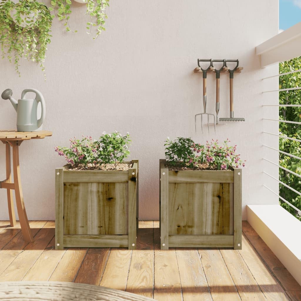 Vaso per piante fai da te in legno di pino massiccio, stile rustico, decorazione da giardino, 2 pezzi, in pino massiccio, per giardino e terrazza