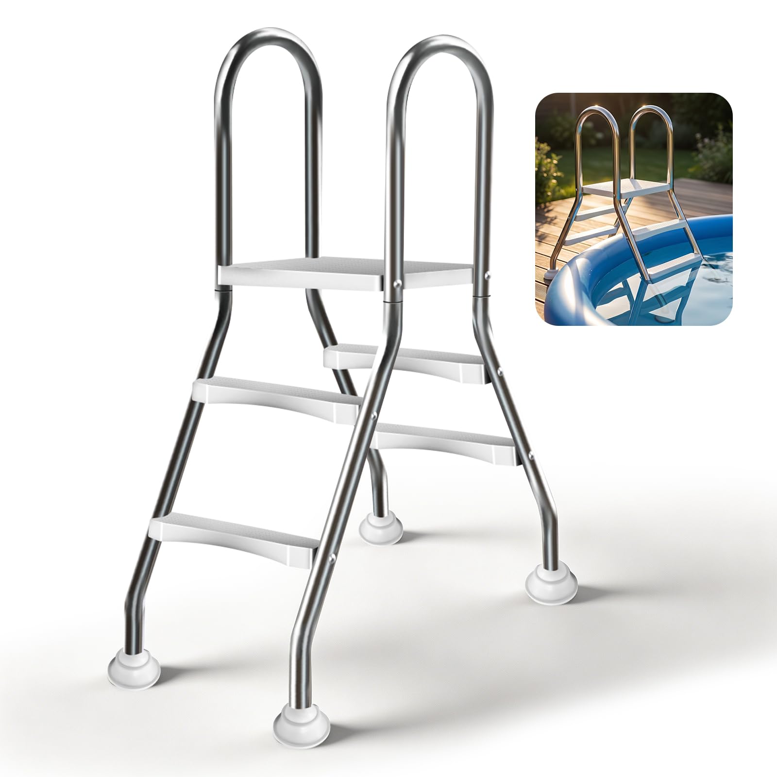 Photo 1 of DOICAH Above Ground Pool Ladder - 34" Stainless Steel, 550lbs Capacity
