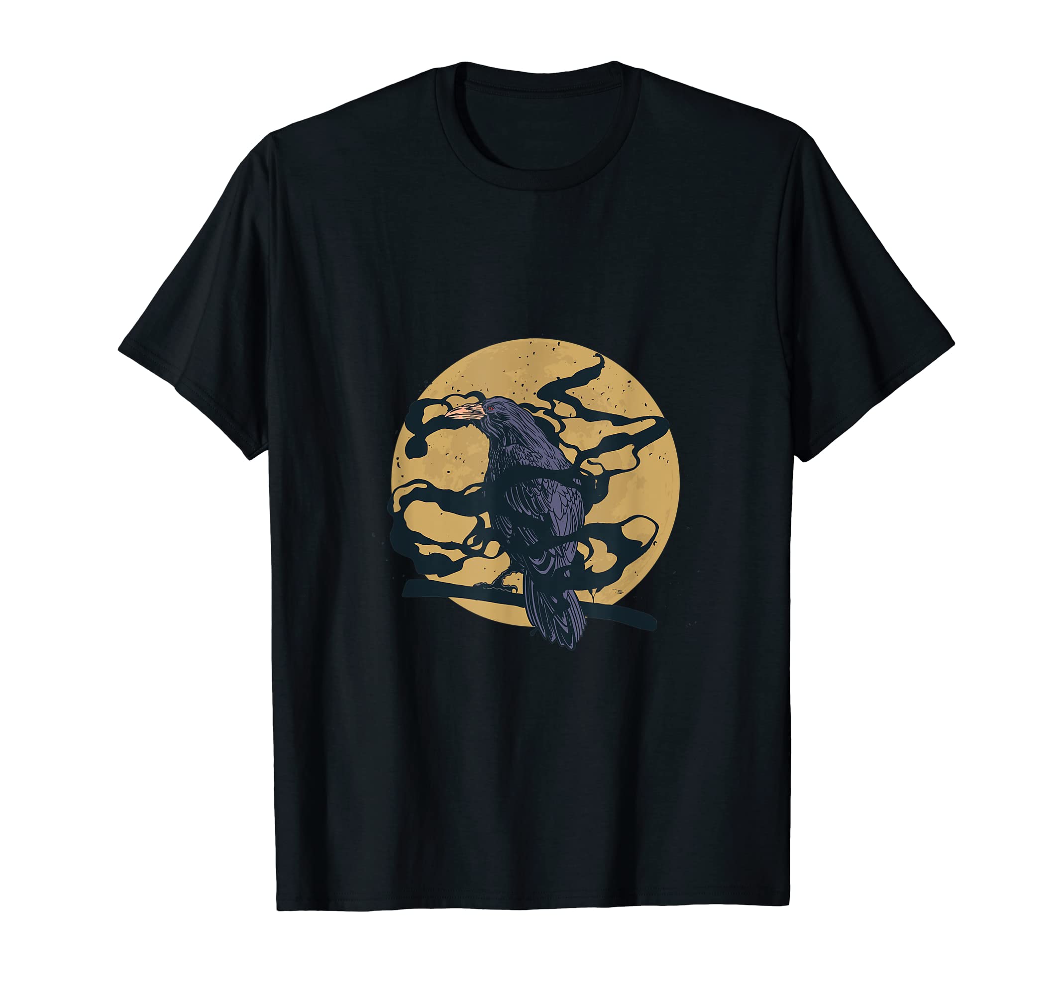 Raven and Moon Realistic Moon Raven Flying At The Moon Retro T-Shirt