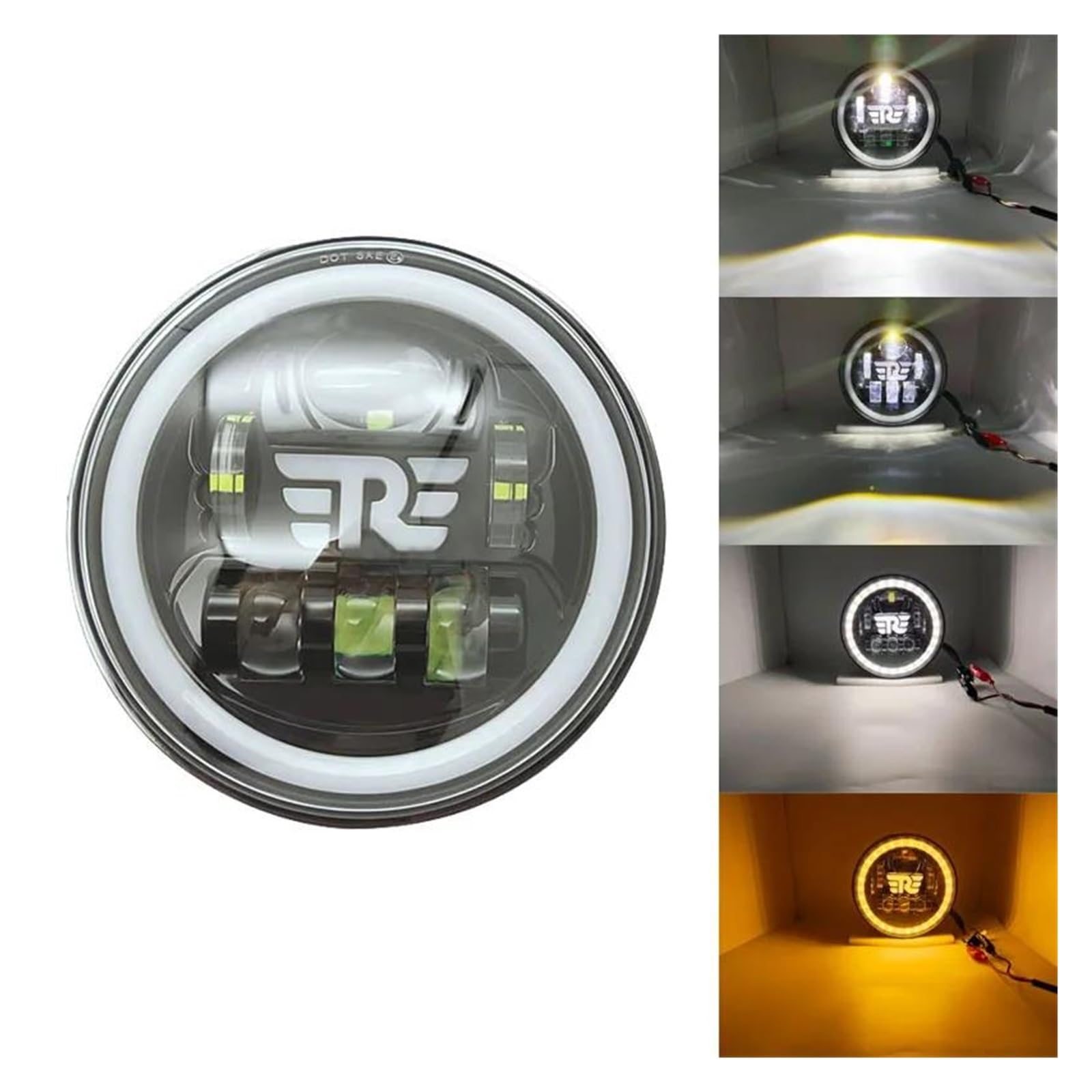 Moto Phare pour Royal pour Enfield Himalayen 400 411 650 350 Café Racer 7 "Phare De Moto 7 Pouces Phare De Moto LED Lumières Halo DRL Lampe Moto Phare Avant