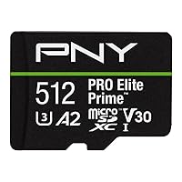 PNY Scheda microSDXC 512GB PRO Elite Prime Class 10 U3 V30 A2 + Adattatore SD