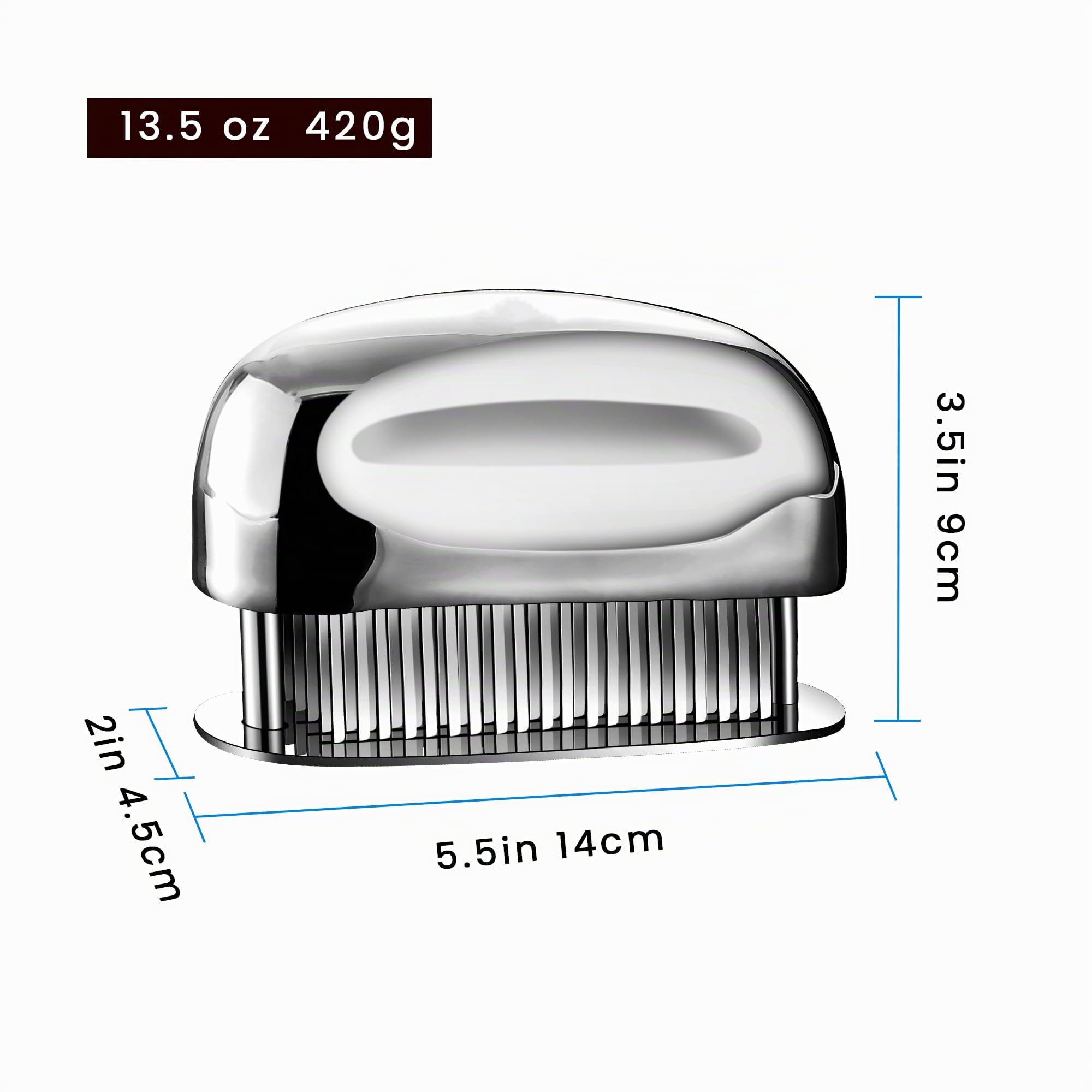 Attendrisseur de viande en acier inoxydable avec aiguilles ultra tranchantes – Marteau de cuisine professionnel – Outil pour bœuf/poulet/porc/veau – Poignée ergonomique – Nettoyage facile