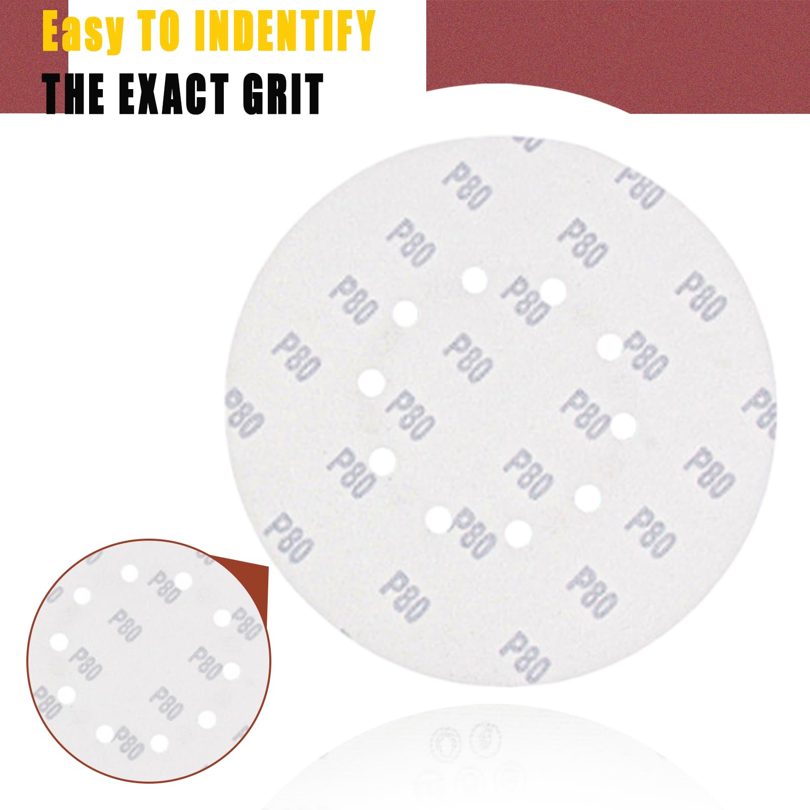 Papier ścierny 225 mm, rzep, 30 sztuk krążków szlifierskich 225 mm, ziarnistość P40, 10 otworów, w kolorze czerwonym, do szlifierek do płyt gipsowo-kartonowych, szlifierek mimośrodowych
