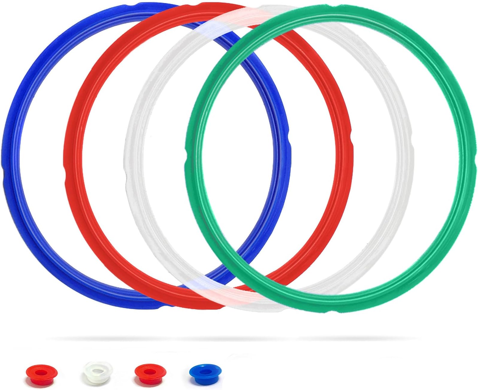 4 Pack Silicone Sealing Ring for InstaPot - Gasket Accessories for 6 Qt InstaPot - Replacement Silicone Gasket Seal Rings with 4 Colors(Red, Clear Green Blue) (6QT)