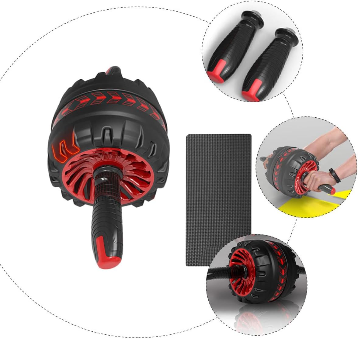 Yardwe Ab Roller Wheel Abdominal Exercise Fitness Roller with Automatic Rebound Quiet Design and Knee Pad for Home Workout Core Strength Training Equipment